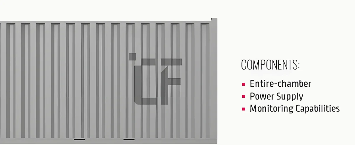 A shipping container seen side-on, with the Carnotfleet mark pressed into its corrugated wall